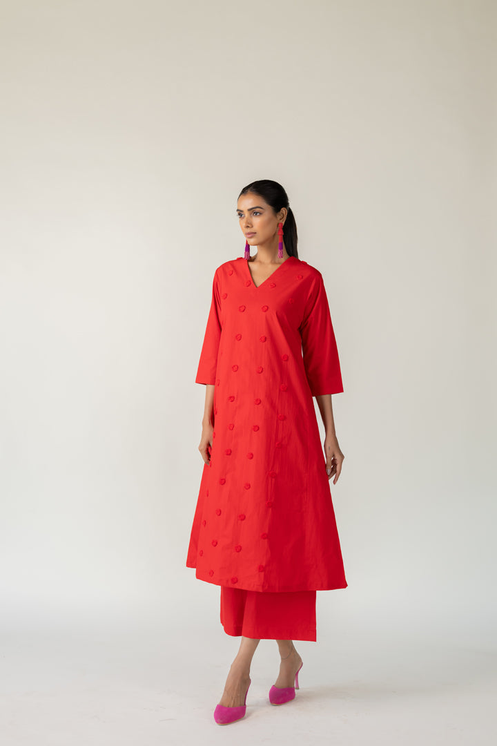Rouge Polka Embroidered Co-Ord- SS