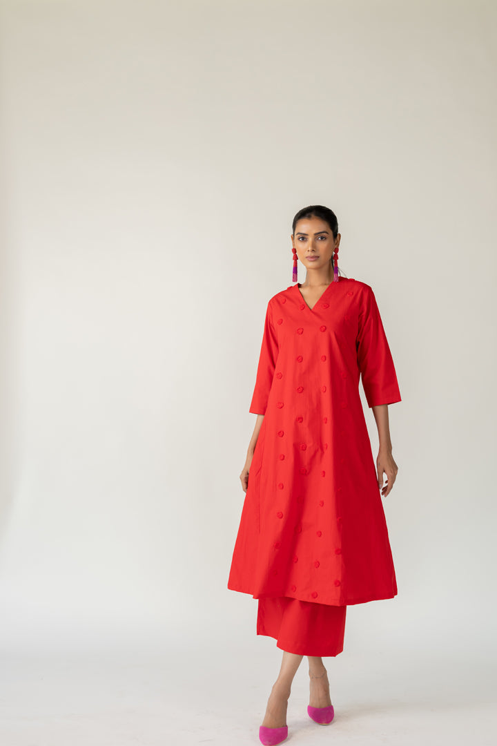 Rouge Polka Embroidered Co-Ord- SS