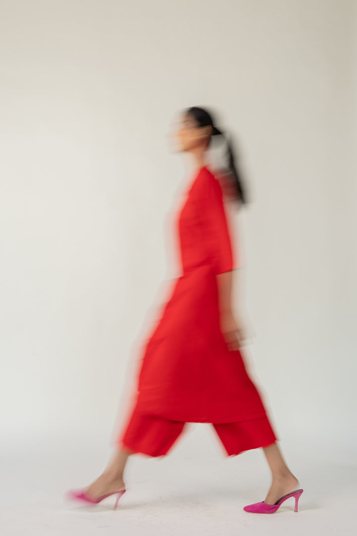 Rouge Polka Embroidered Co-Ord- SS