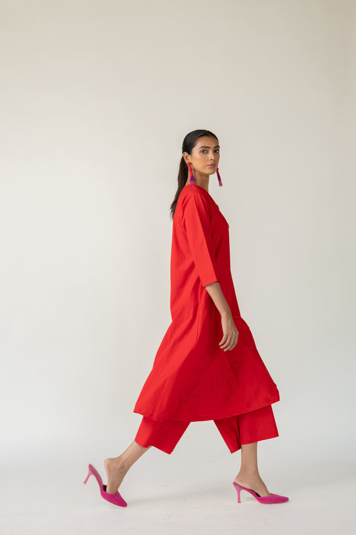Rouge Polka Embroidered Co-Ord- SS