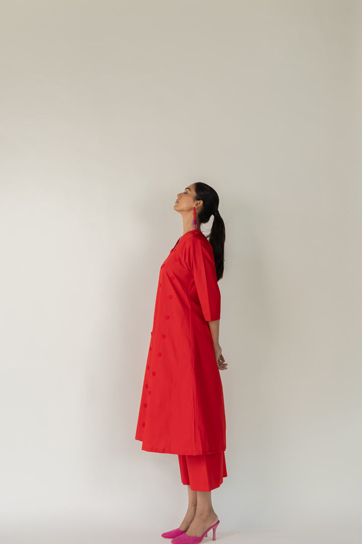 Rouge Polka Embroidered Co-Ord- SS