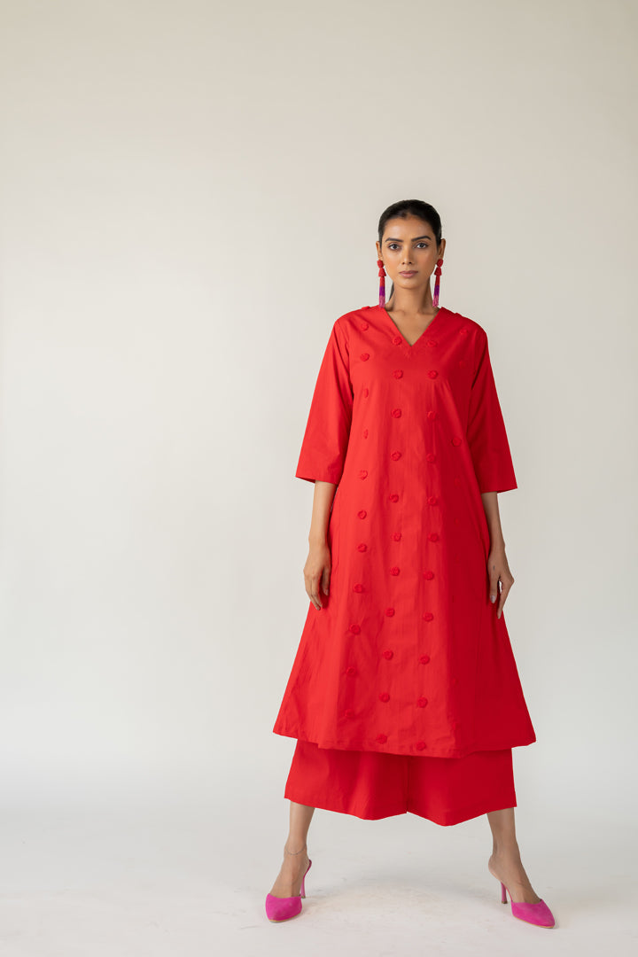 Rouge Polka Embroidered Co-Ord- SS