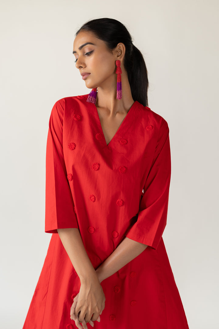Rouge Polka Embroidered Co-Ord- SS