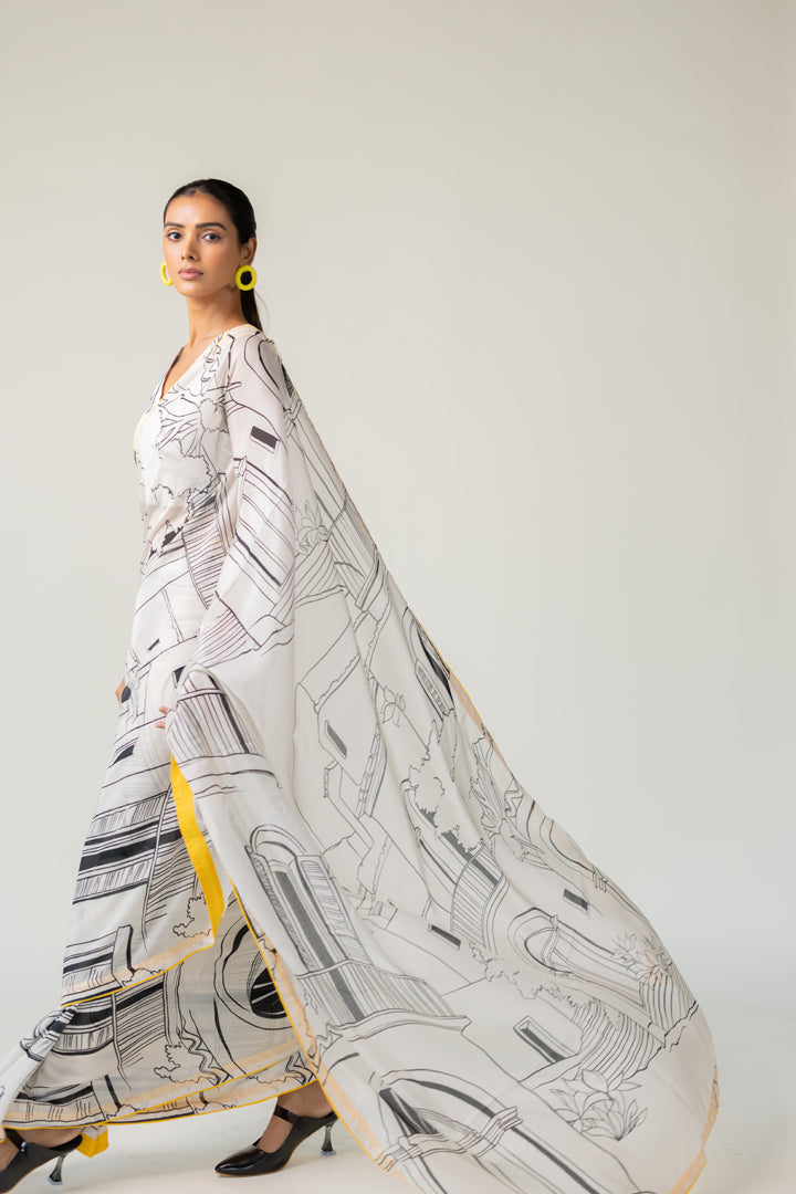 Mediterranean Citylines Saree- SS