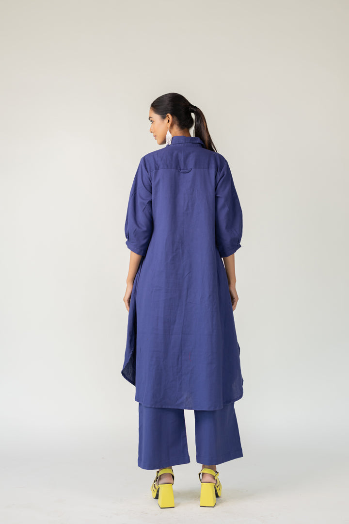 Indigo and Ecru Fluidity Tunic Set- SS