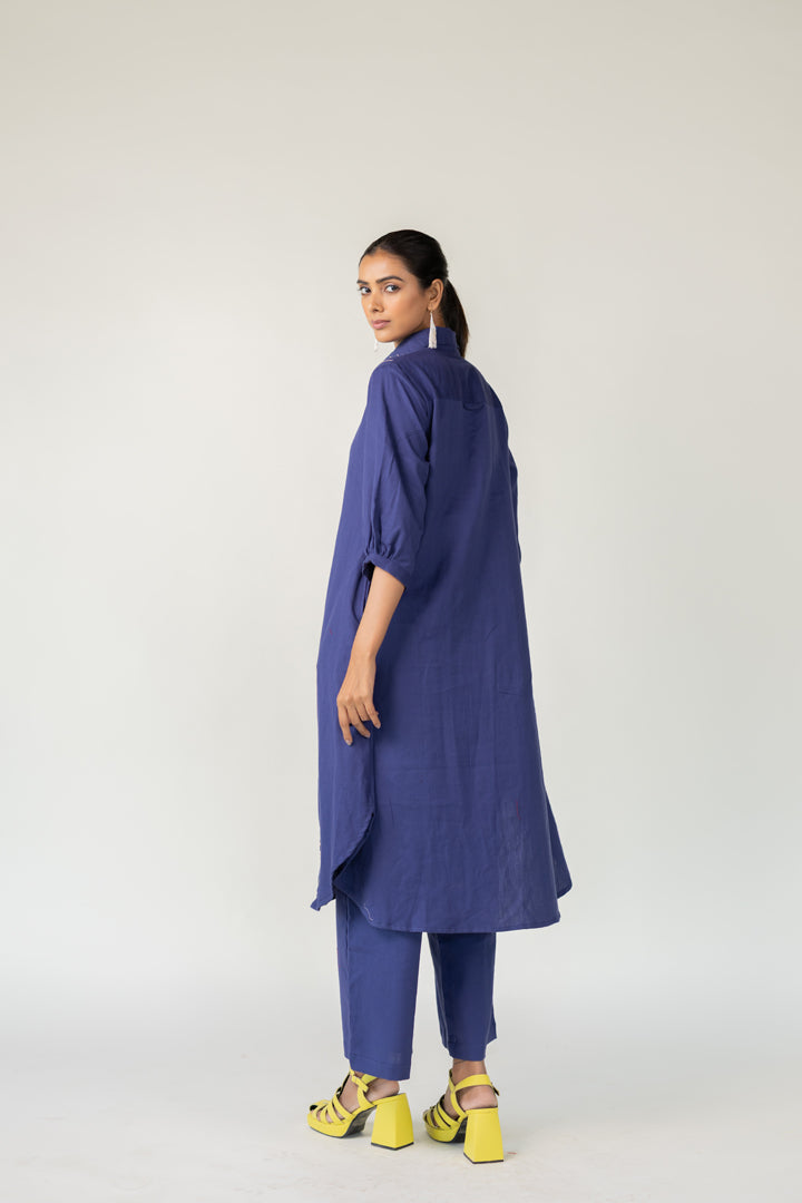 Indigo and Ecru Fluidity Tunic Set- SS