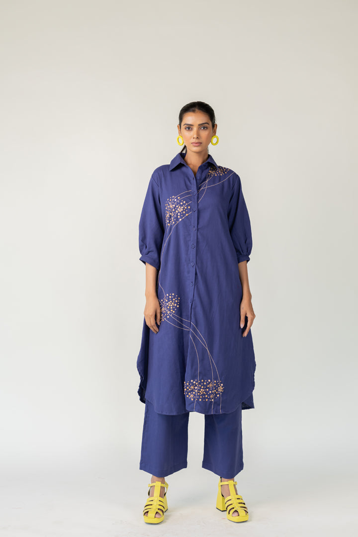 Indigo and Ecru Fluidity Tunic Set- SS
