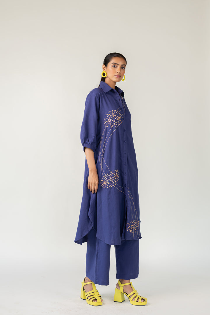 Indigo and Ecru Fluidity Tunic Set- SS