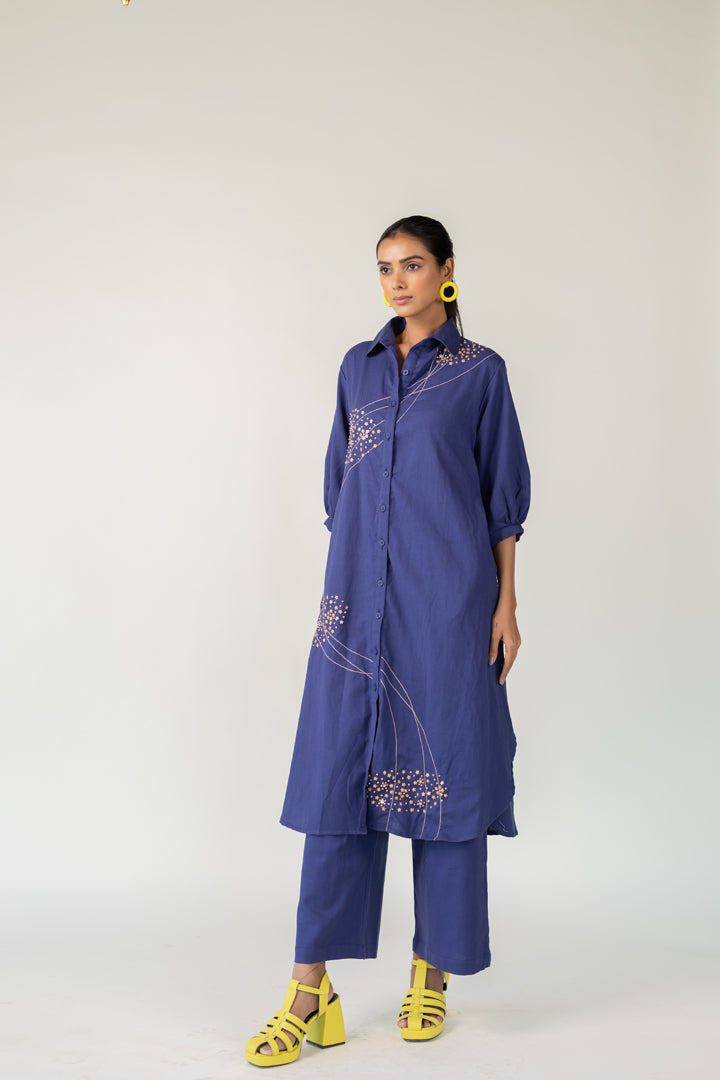 Indigo and Ecru Fluidity Tunic Set- SS