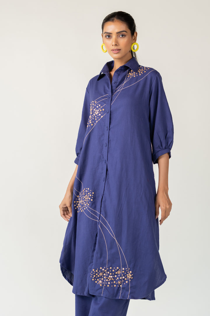 Indigo and Ecru Fluidity Tunic Set- SS