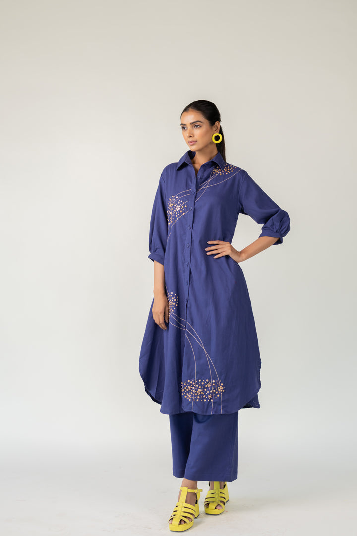 Indigo and Ecru Fluidity Tunic Set- SS