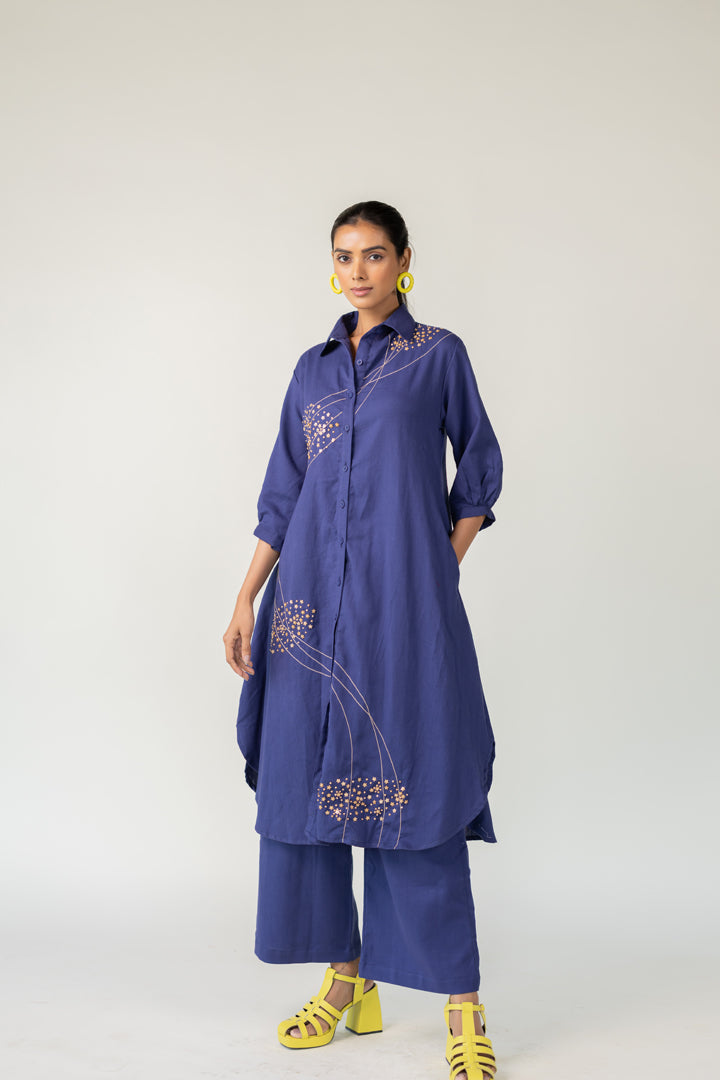 Indigo and Ecru Fluidity Tunic Set- SS