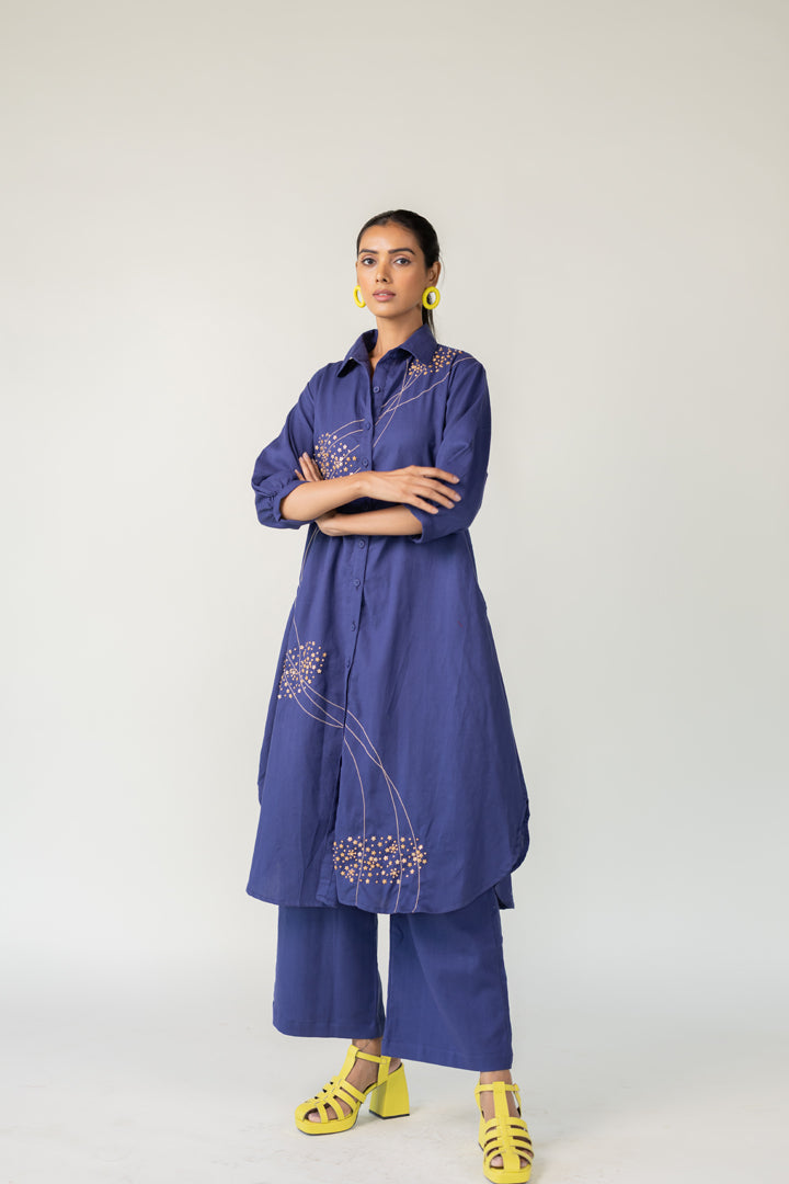 Indigo and Ecru Fluidity Tunic Set- SS