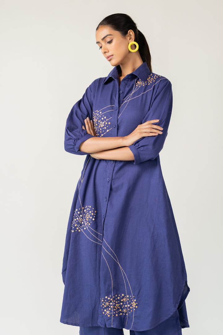 Indigo and Ecru Fluidity Tunic Set- SS