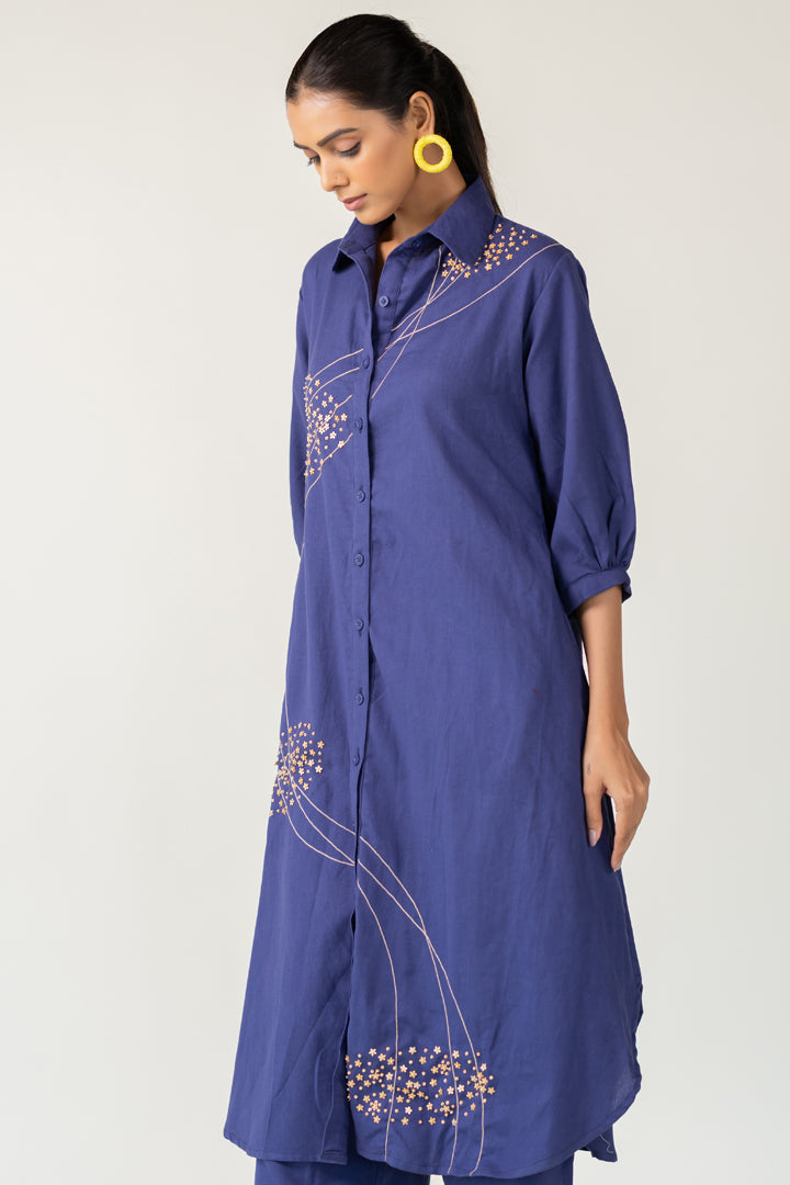 Indigo and Ecru Fluidity Tunic Set- SS