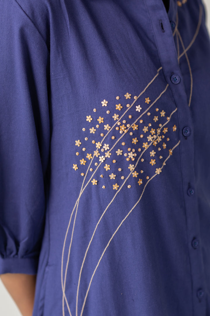 Indigo and Ecru Fluidity Tunic Set- SS