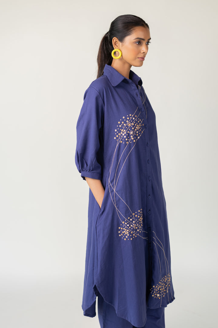 Indigo and Ecru Fluidity Tunic Set- SS