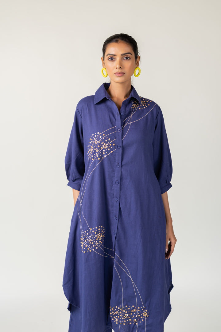 Indigo and Ecru Fluidity Tunic Set- SS