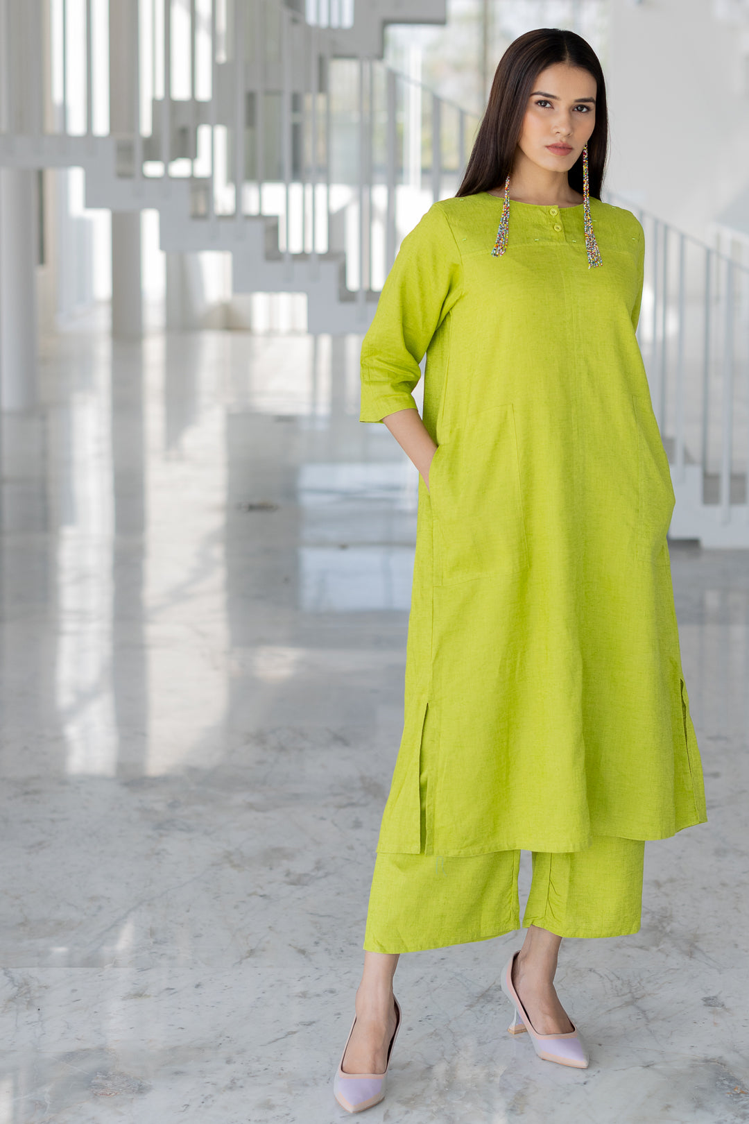 Avocado Green Kurta Set- SS