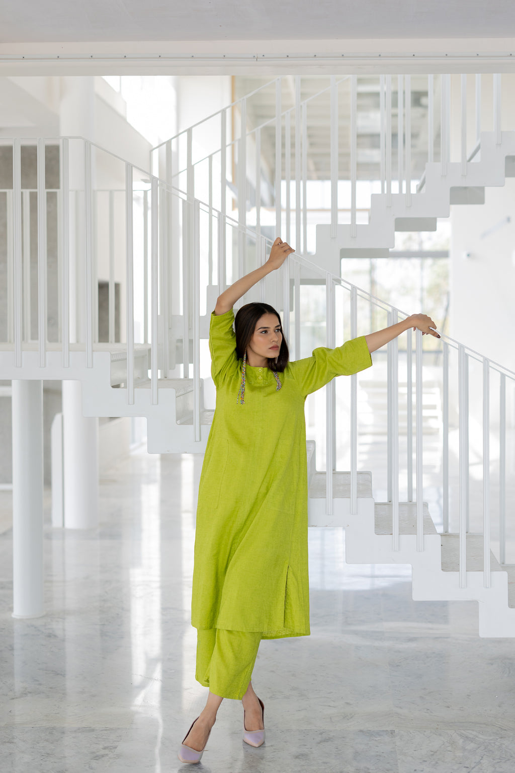 Avocado Green Kurta Set- SS