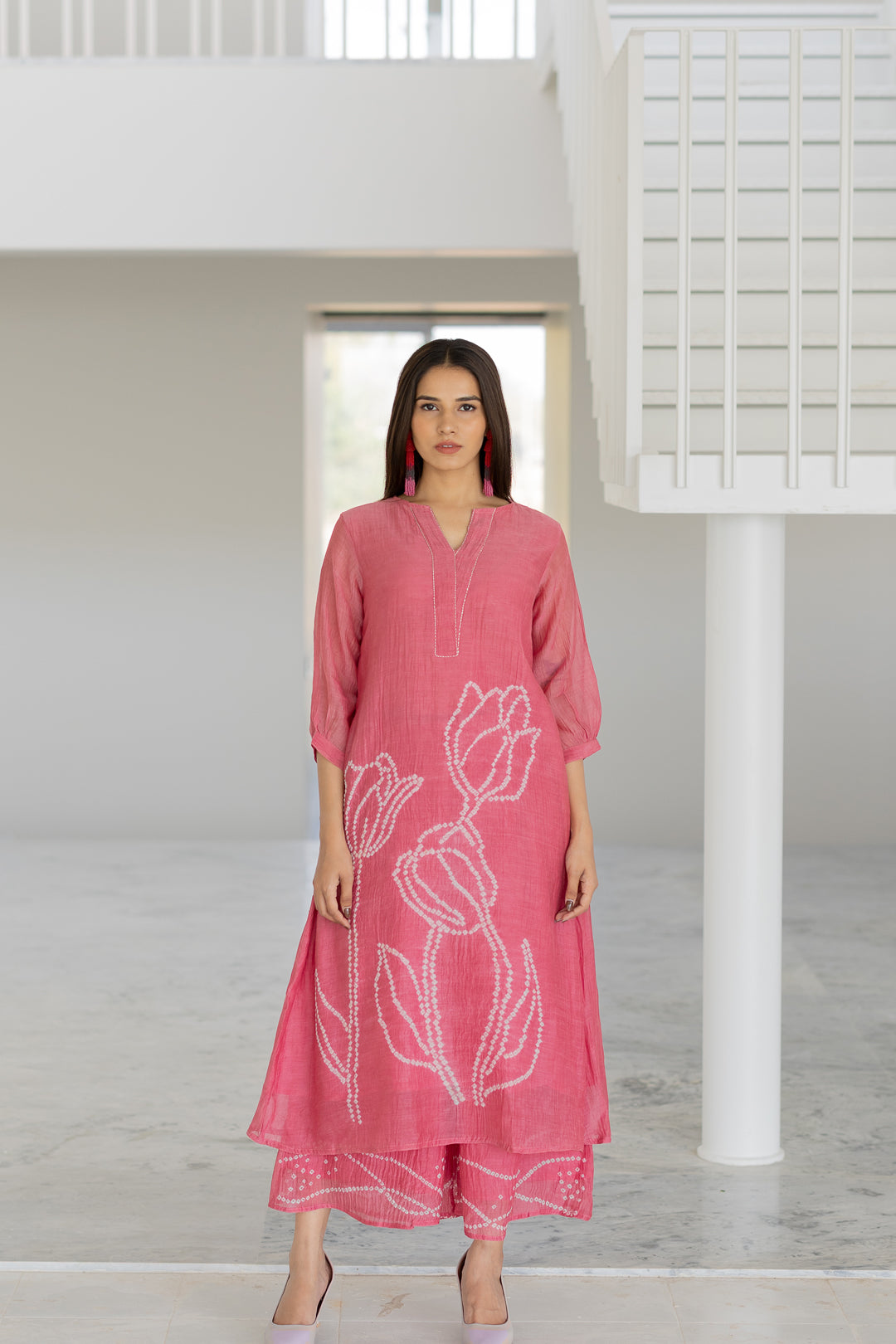 Misty Tulips Bandhani Kurta Set- SS