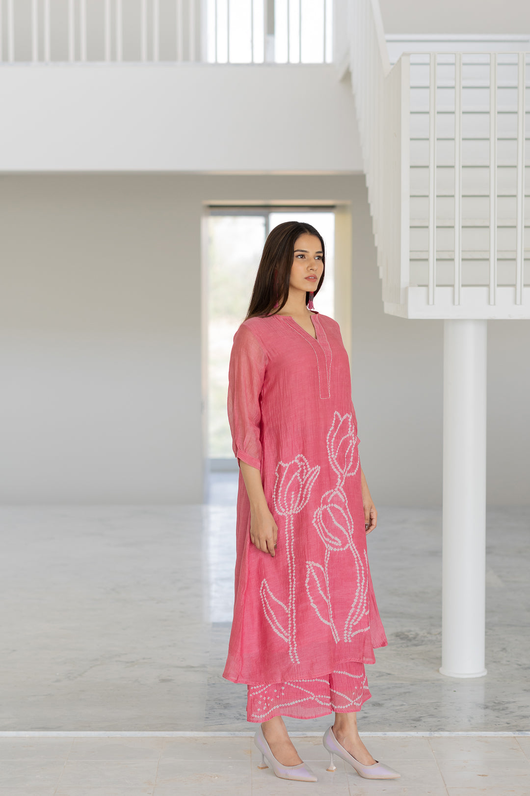 Misty Tulips Bandhani Kurta Set- SS