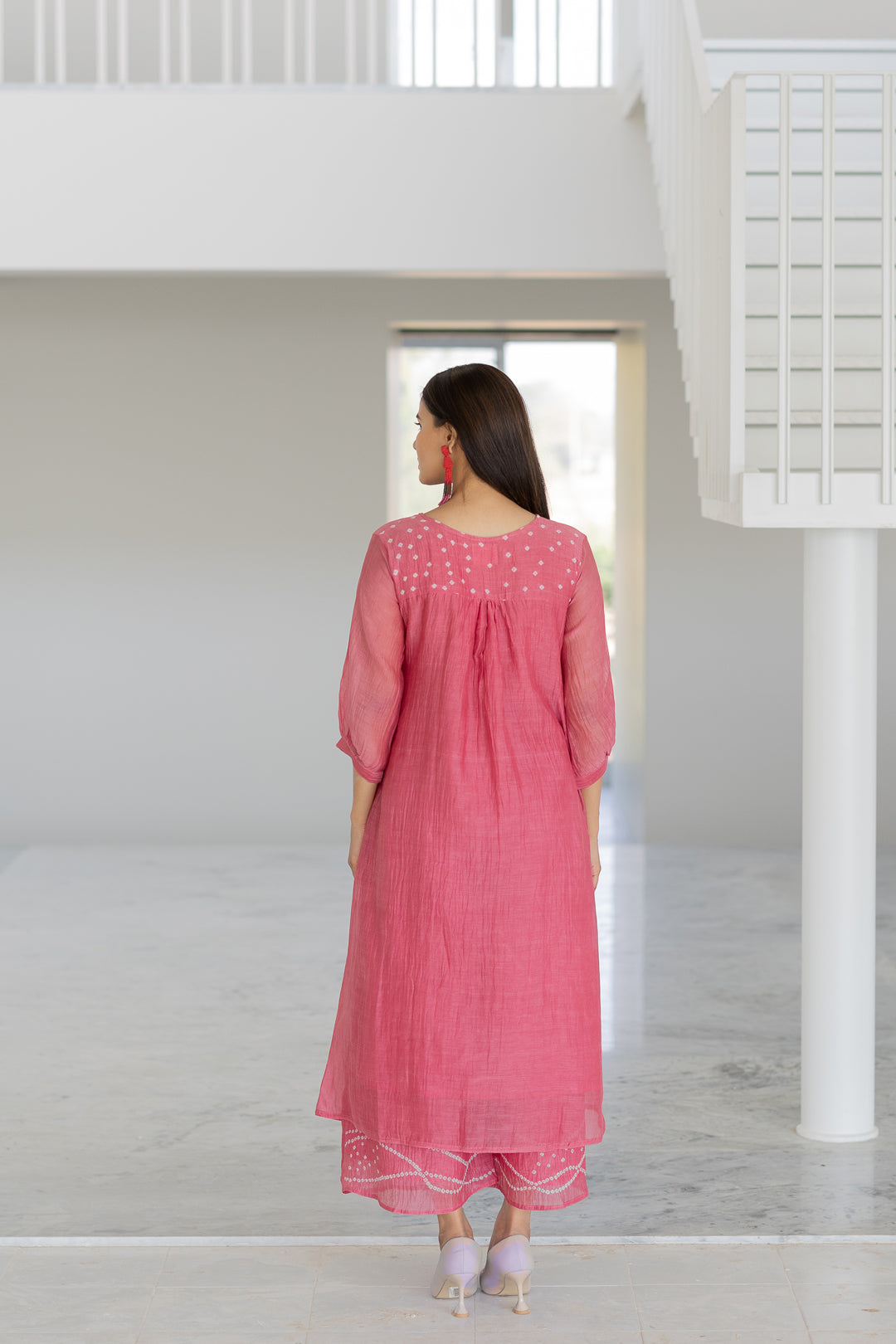 Misty Tulips Bandhani Kurta Set- SS