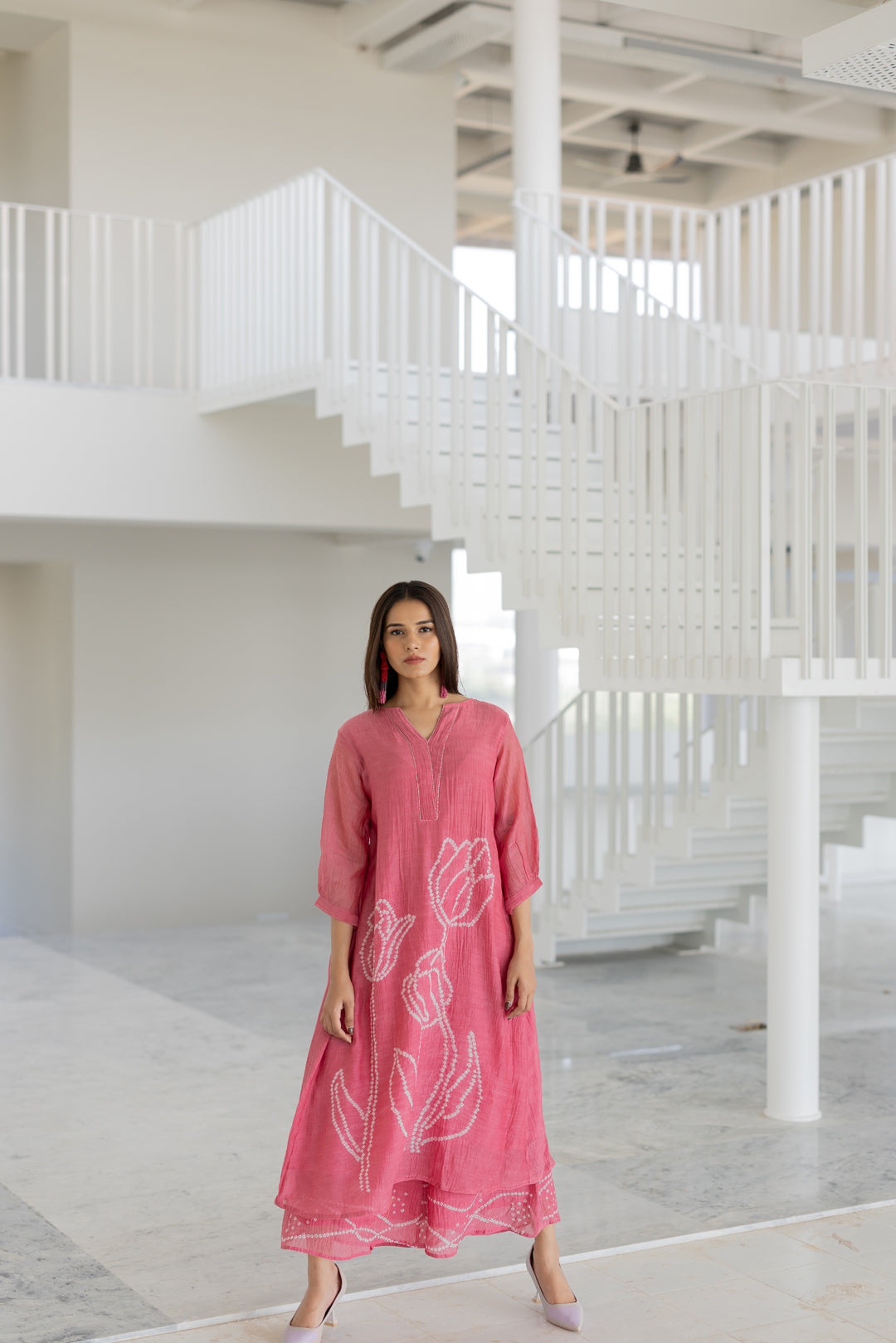 Misty Tulips Bandhani Kurta Set- SS