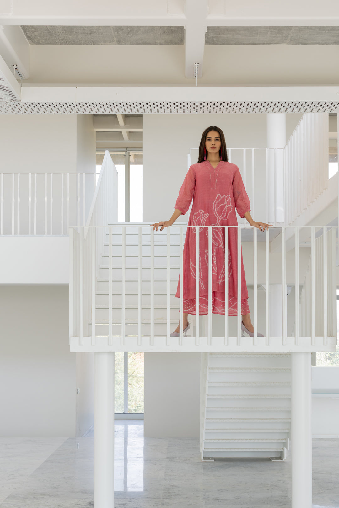 Misty Tulips Bandhani Kurta Set- SS