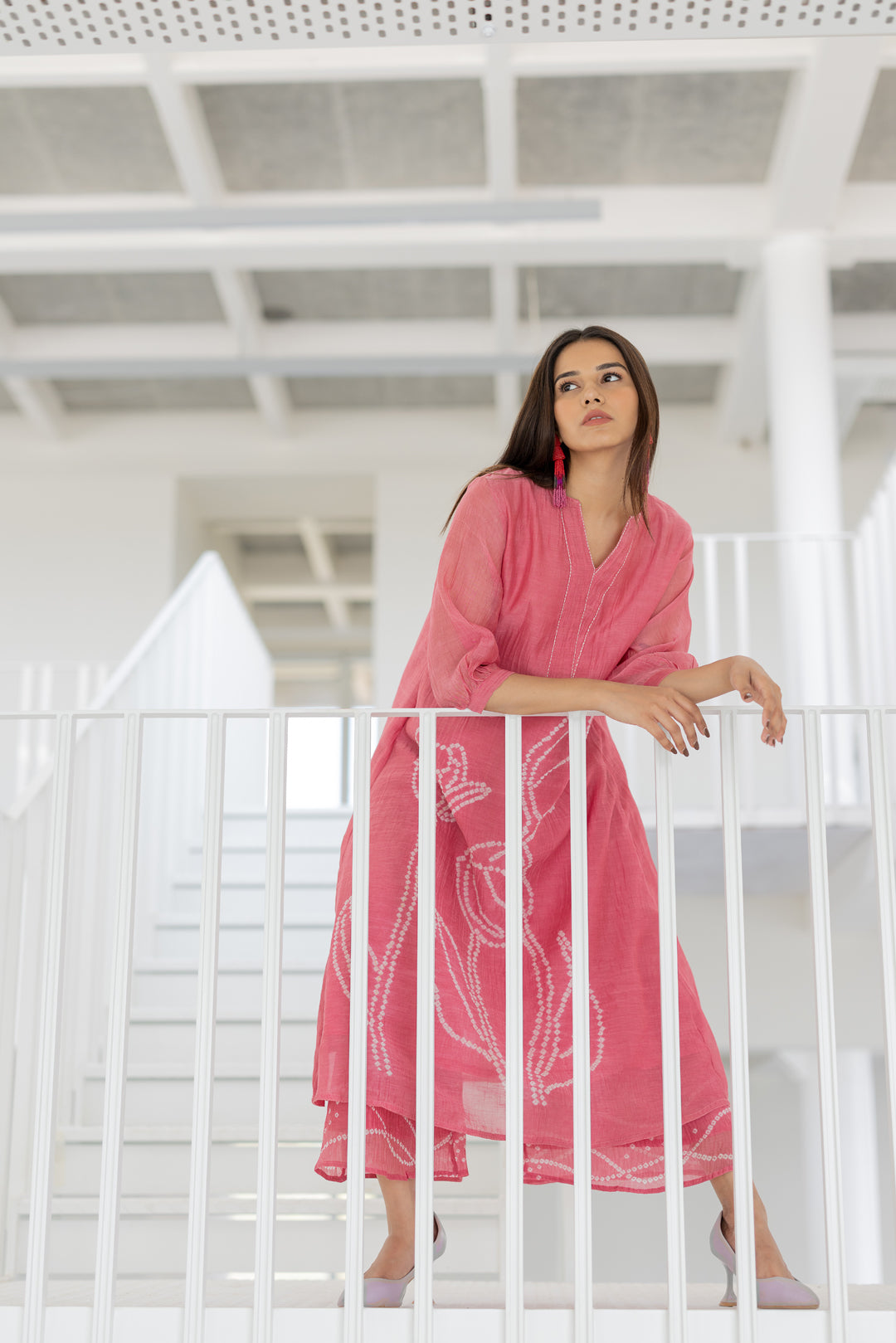 Misty Tulips Bandhani Kurta Set- SS