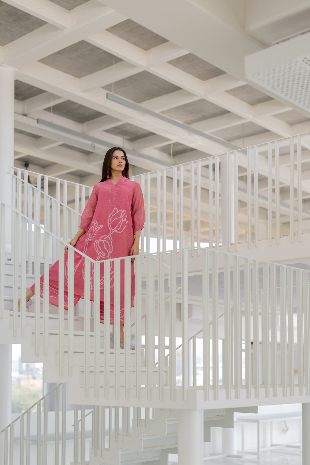 Misty Tulips Bandhani Kurta Set- SS