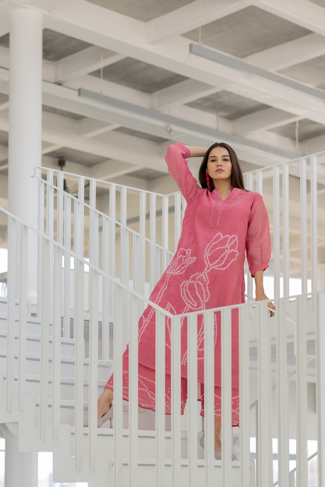 Misty Tulips Bandhani Kurta Set- SS