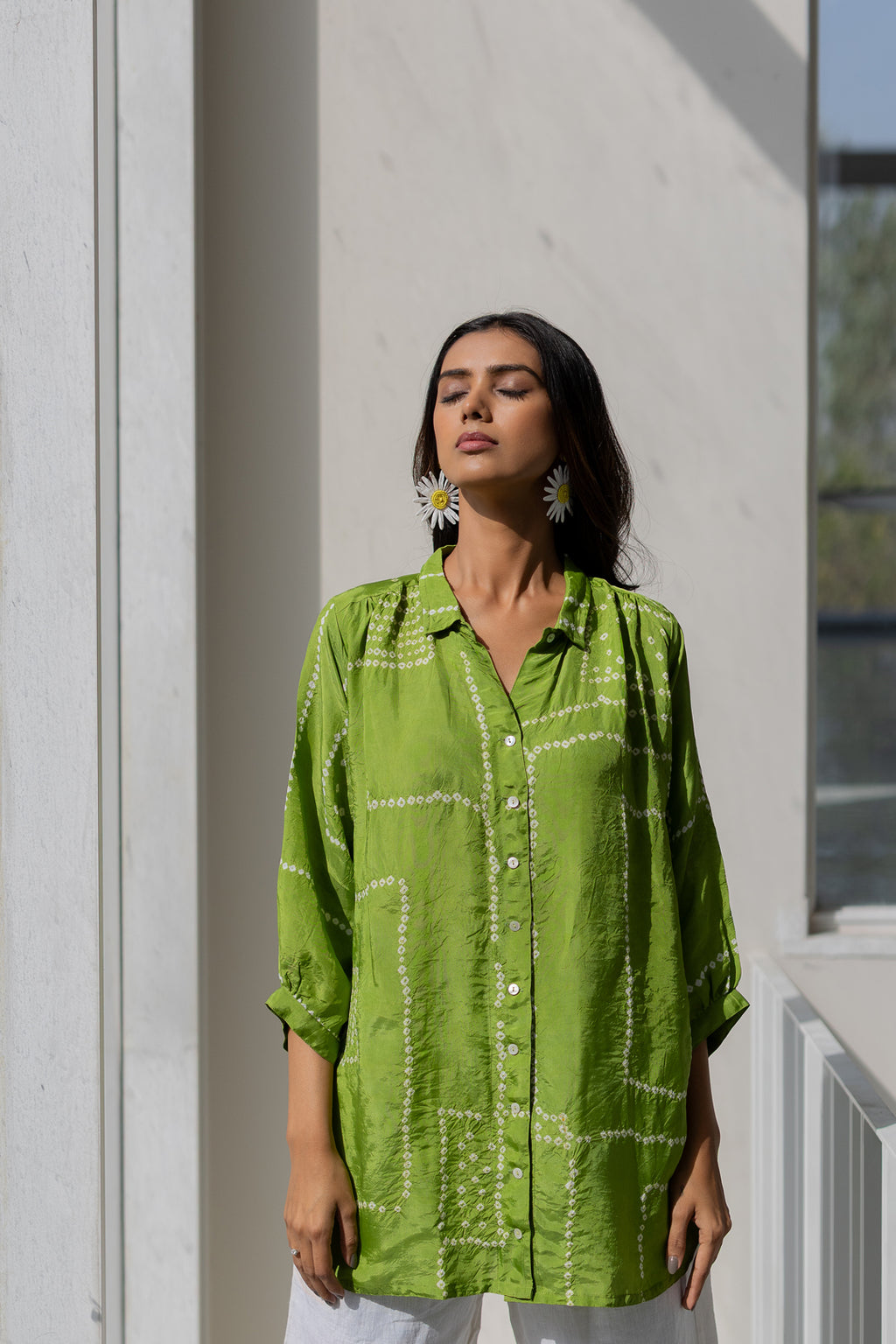 Terra Green Silk Shirt Co-Ord- SS