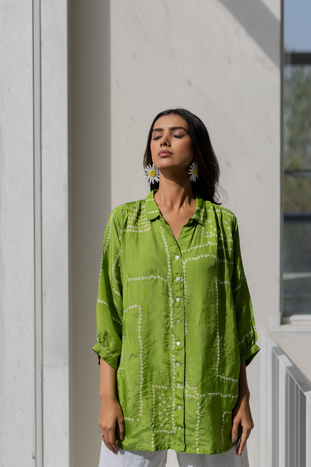 Terra Green Silk Shirt Co-Ord- SS