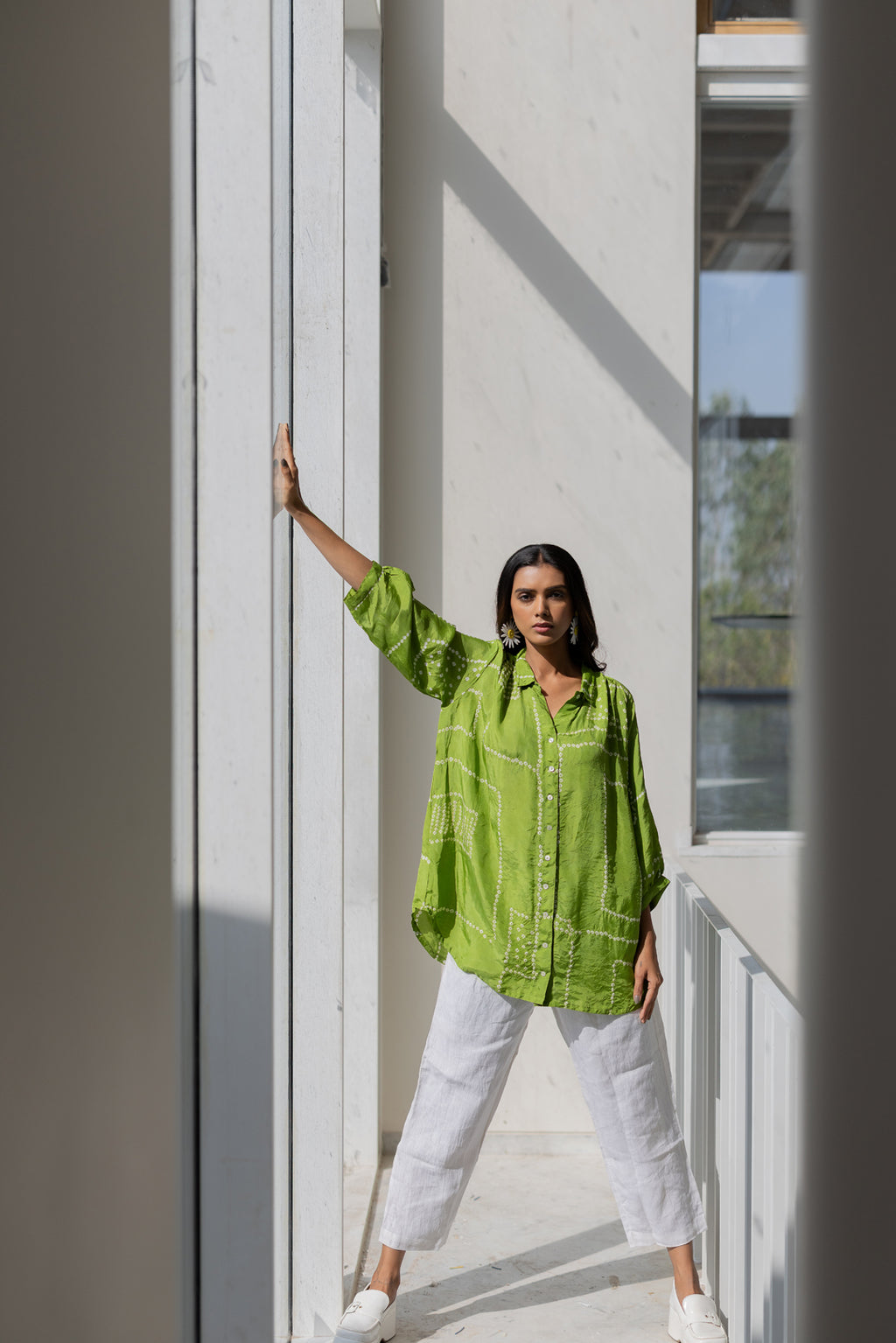 Terra Green Silk Shirt Co-Ord- SS