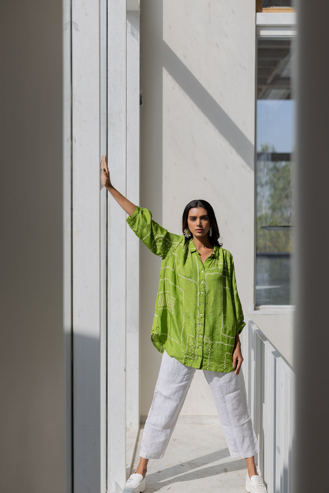 Terra Green Silk Shirt Co-Ord- SS