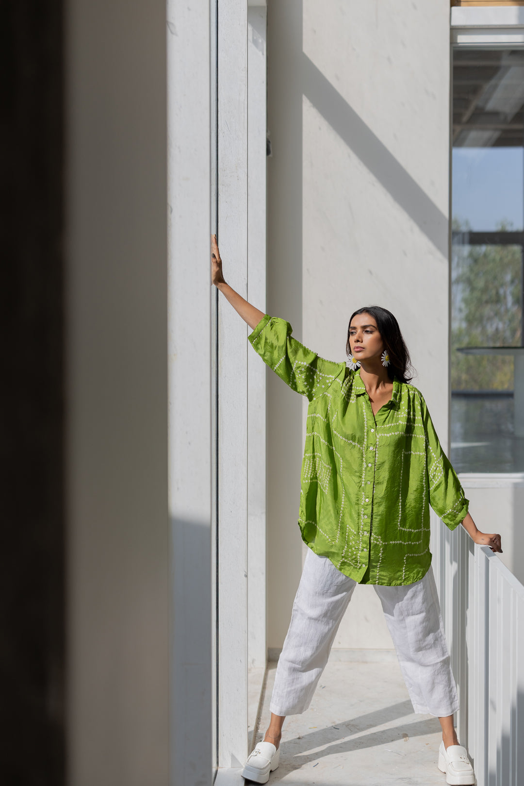 Terra Green Silk Shirt Co-Ord- SS