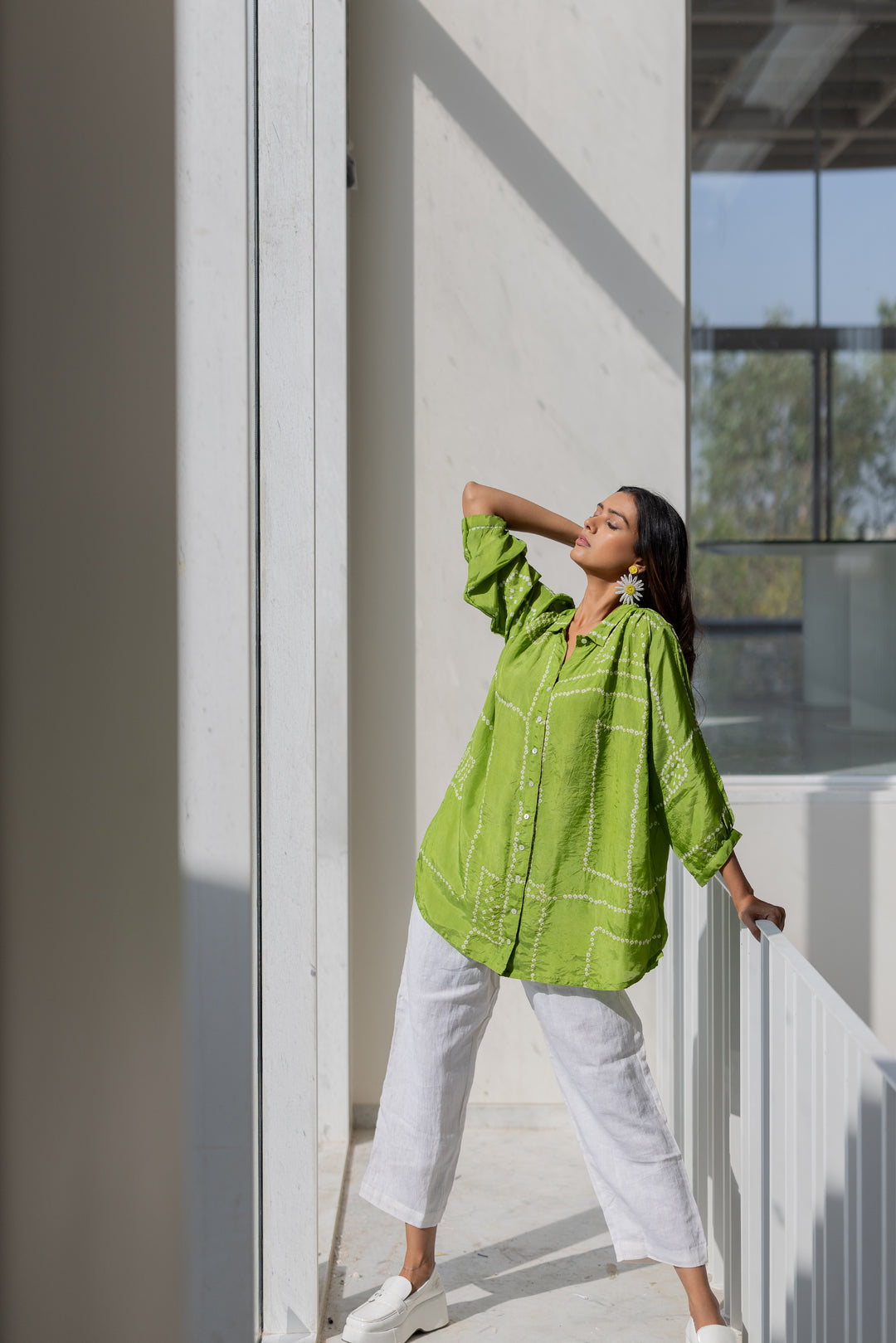 Terra Green Silk Shirt Co-Ord- SS