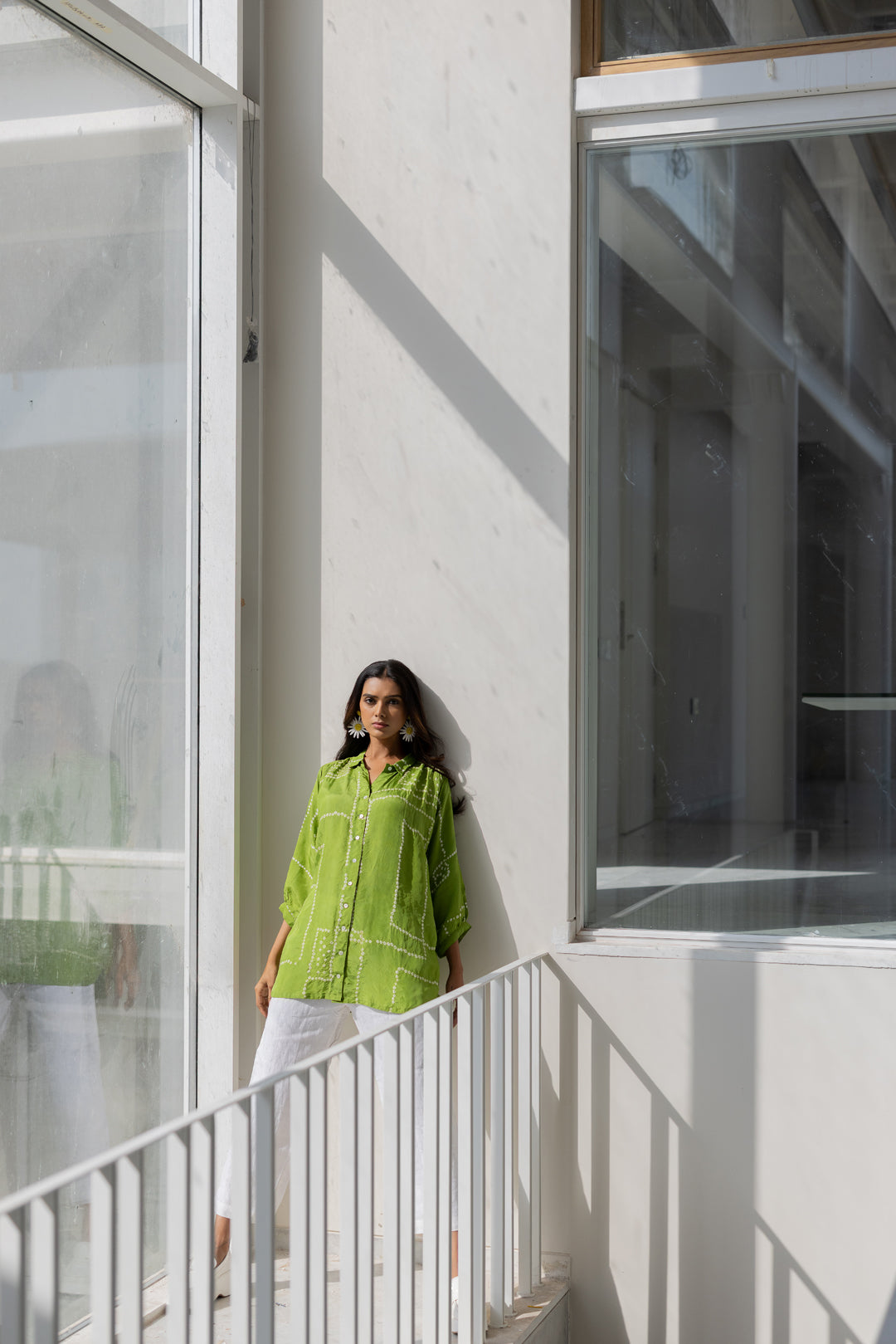 Terra Green Silk Shirt Co-Ord- SS