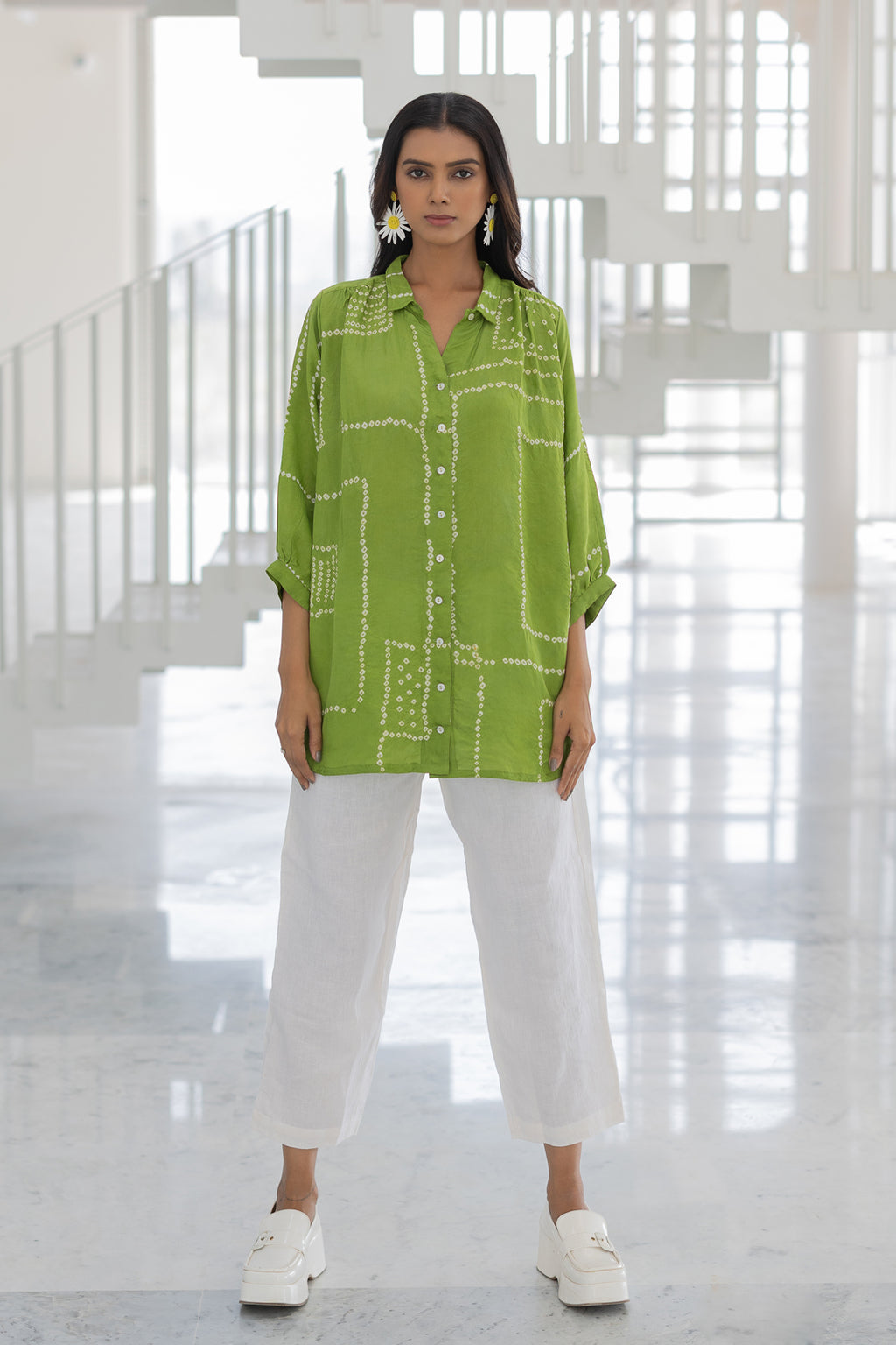 Terra Green Silk Shirt Co-Ord- SS