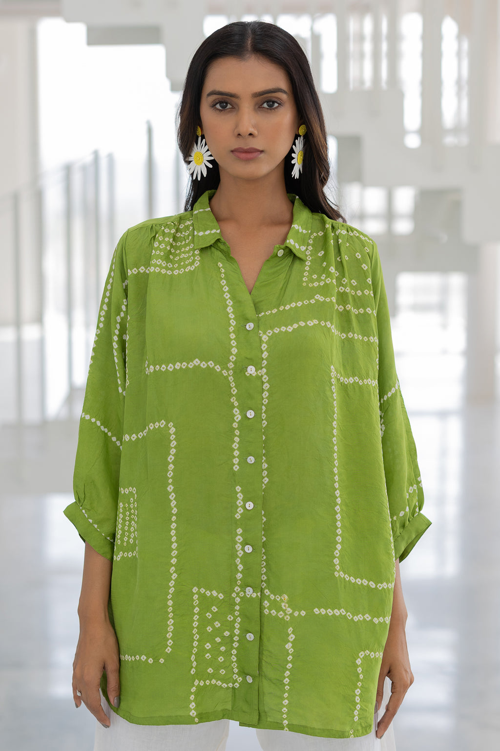 Terra Green Silk Shirt Co-Ord- SS