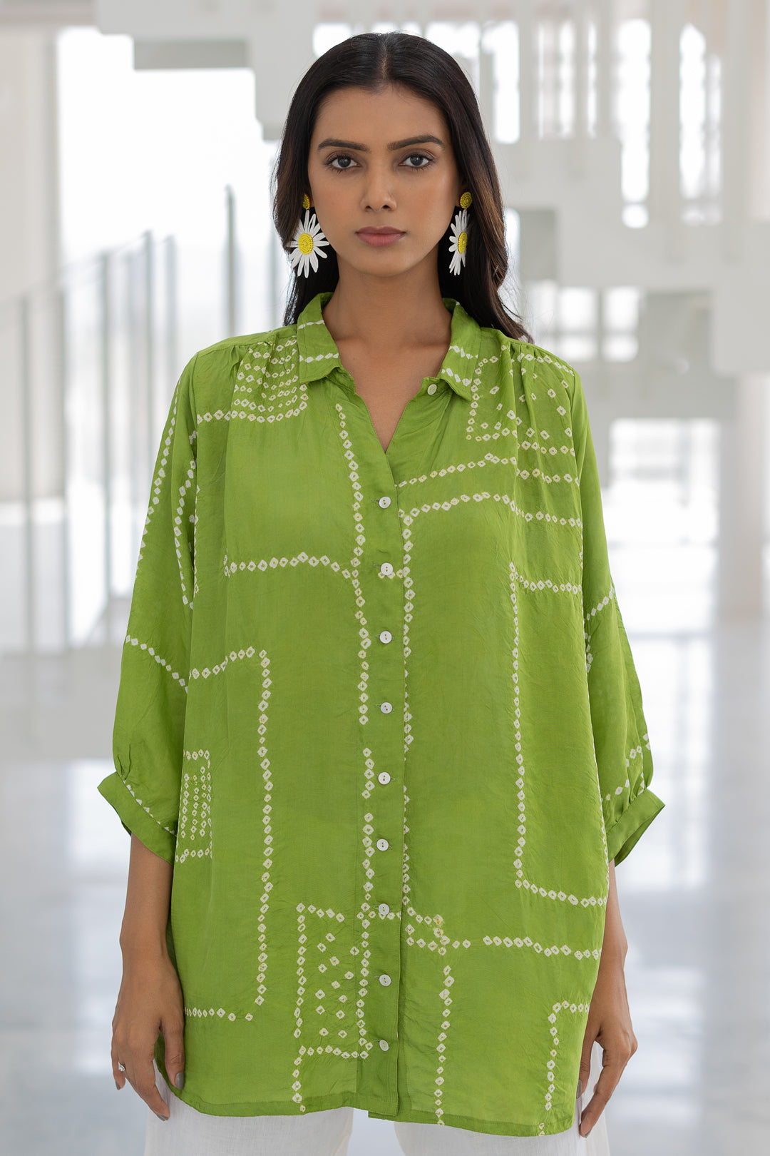 Terra Green Silk Shirt Co-Ord- SS