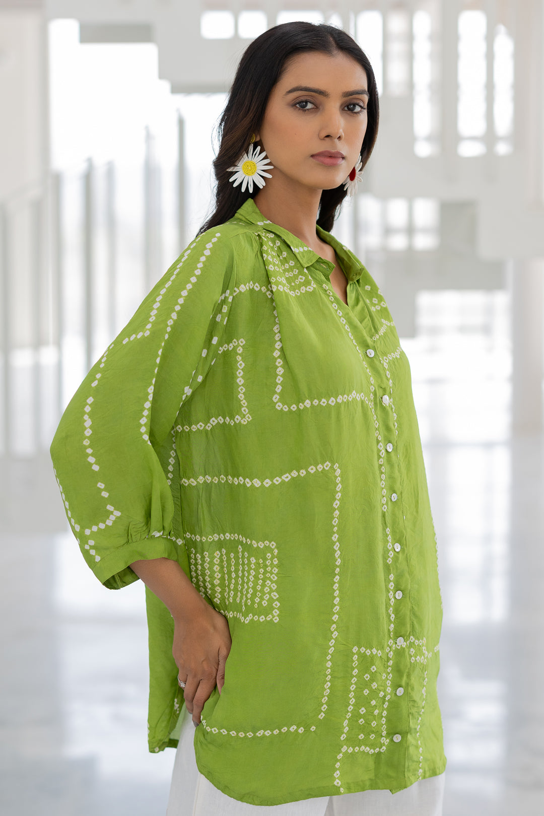 Terra Green Silk Shirt Co-Ord- SS