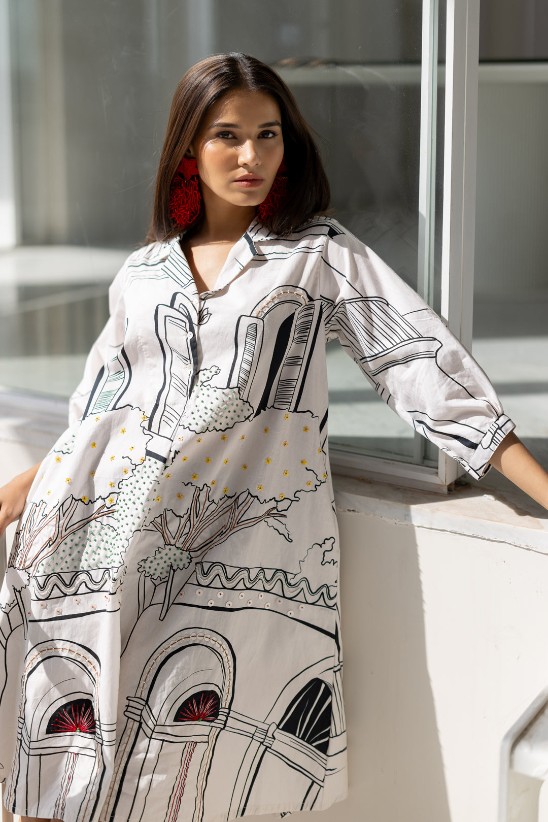 Sunlit Vistas Embroidered Dress- SS