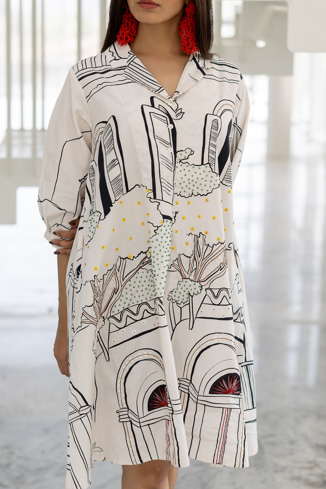 Sunlit Vistas Embroidered Dress- SS