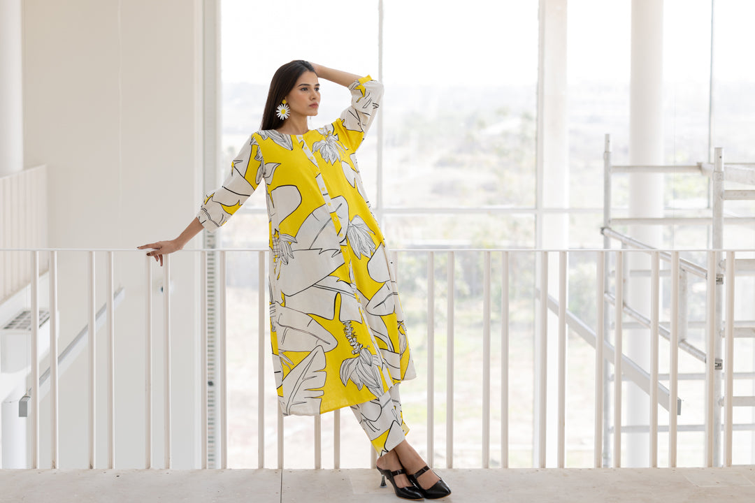 Plantain Orchard Button Down kurta set- SS