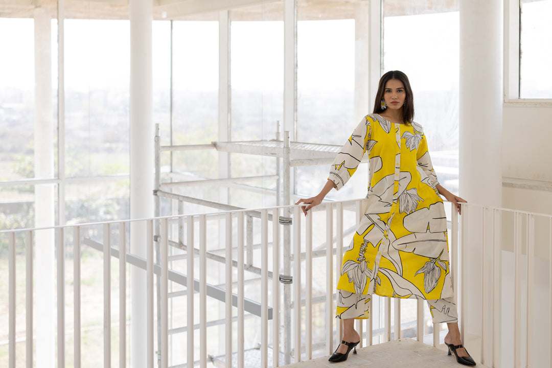 Plantain Orchard Button Down kurta set- SS