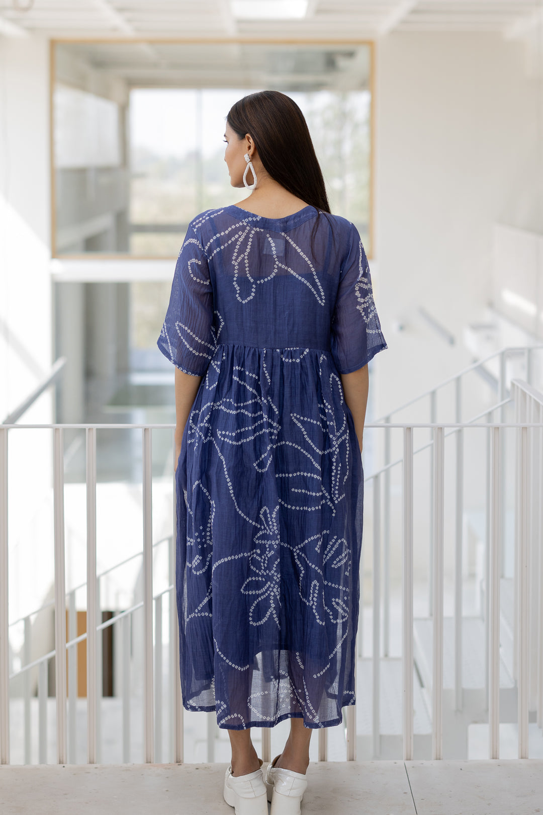 Blue Wildflower Bandhej Dress- SS
