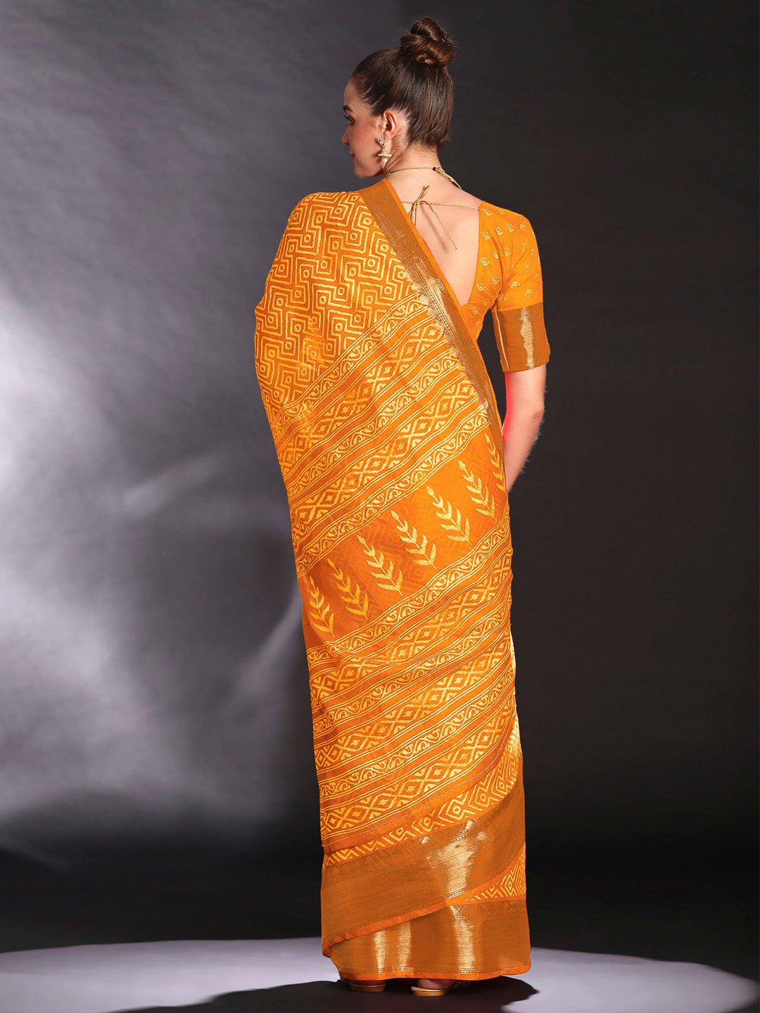 Art Silk Yellow Printed Designer Saree With Blouse