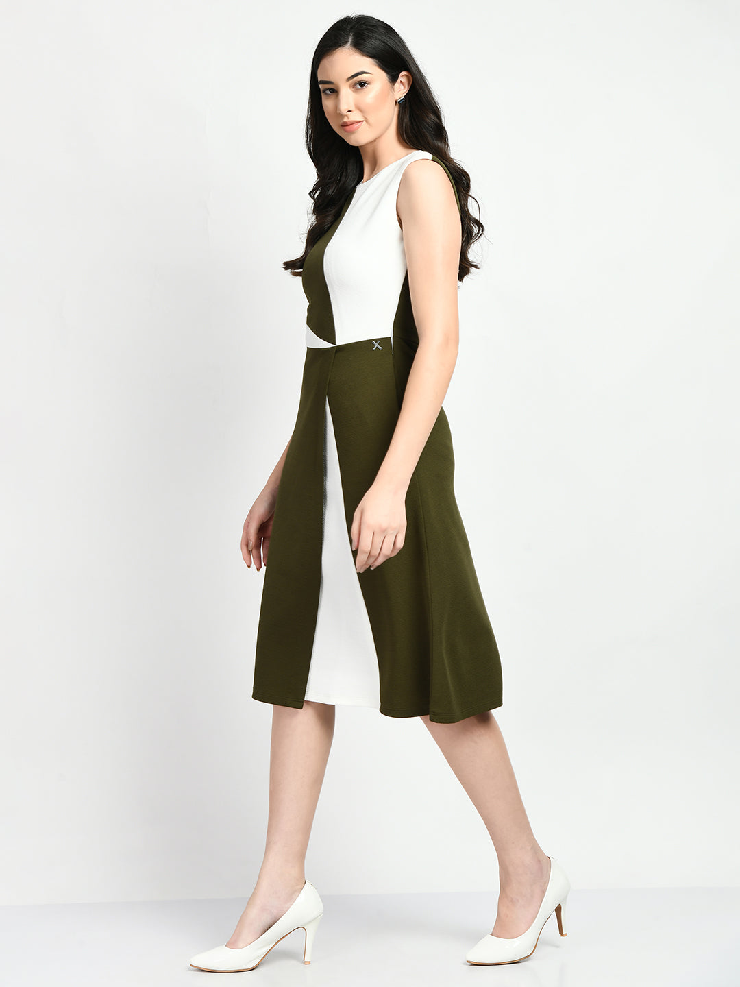 Exude Elegance Colour Blocked A-line Wrap Dress